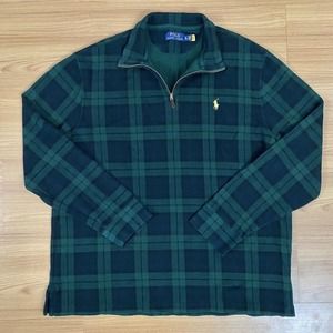 Polo Ralph Lauren Blackwatch Plaid Men's Quarter Zip Cotton Pullover XL